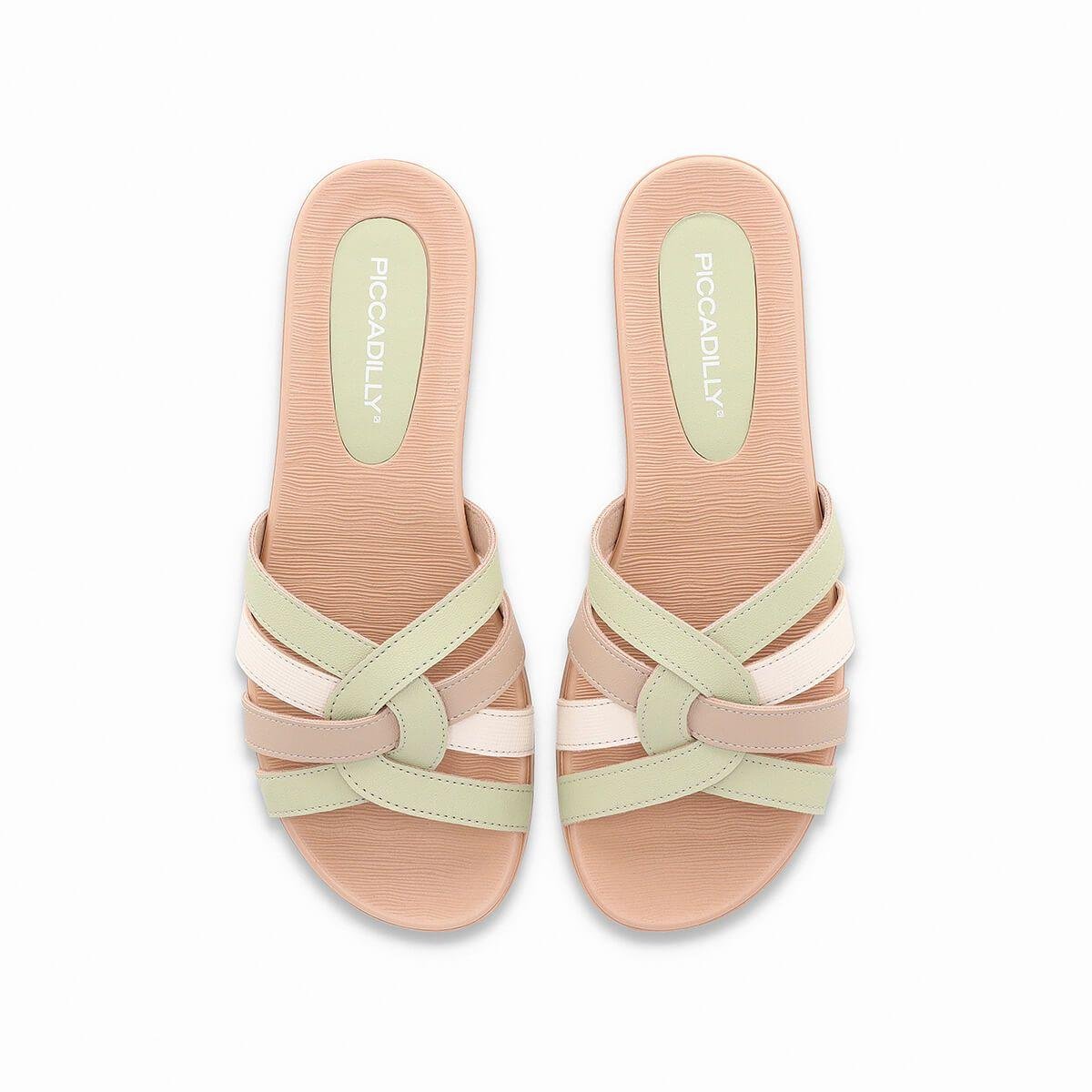 Tamanco Feminino Piccadilly Rasteiro Tiras Trançadas Bege 3