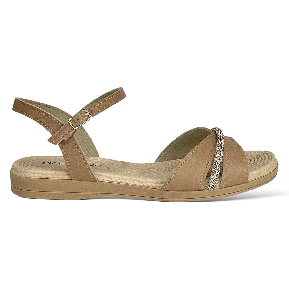 Sandália Feminina Piccadilly Rasteira Conforto Bege 2