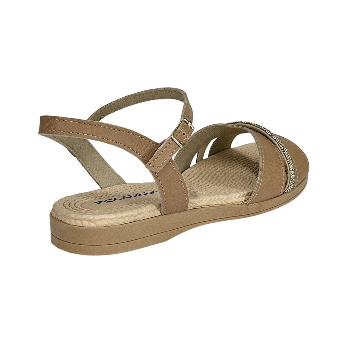 Sandália Feminina Piccadilly Rasteira Conforto Bege 4