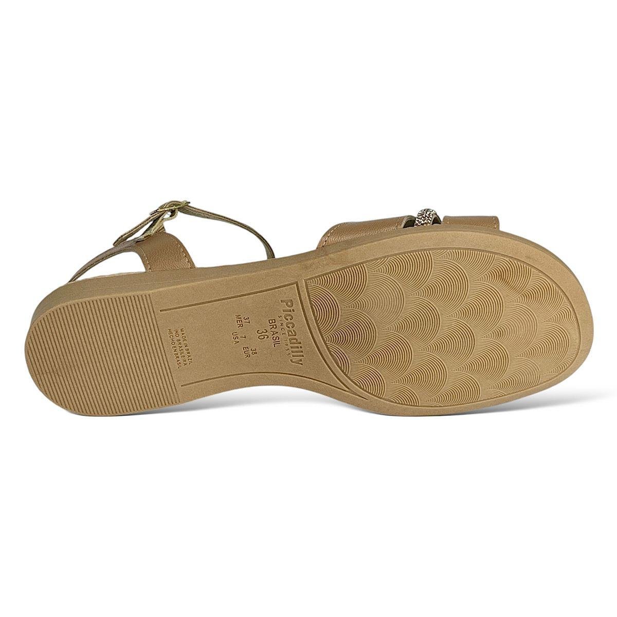 Sandália Feminina Piccadilly Rasteira Conforto Bege 5