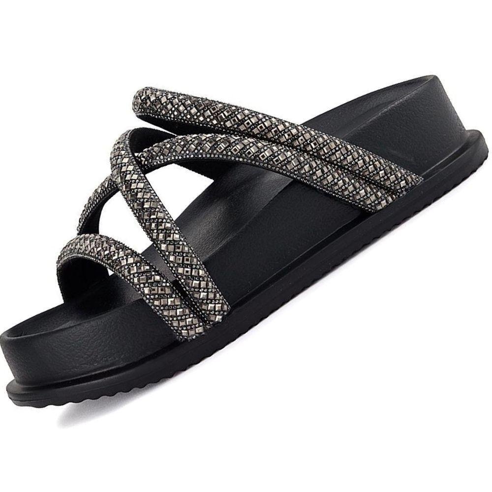 Tamanco Feminino Santinelli Papete Tiras Trançadas Preto 2