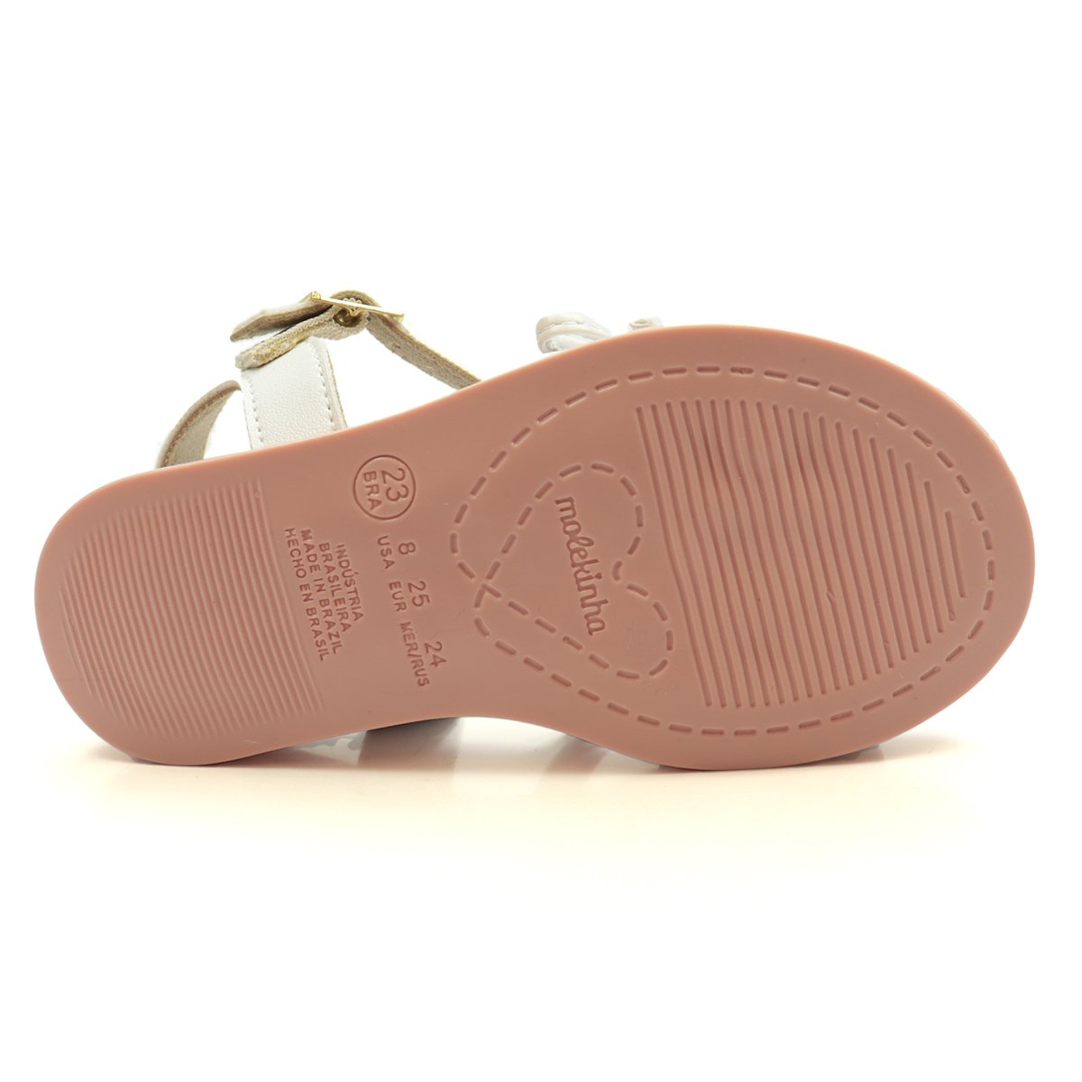 Sandália Infantil Menina Molekinha Tiras Com Laço Branco 4