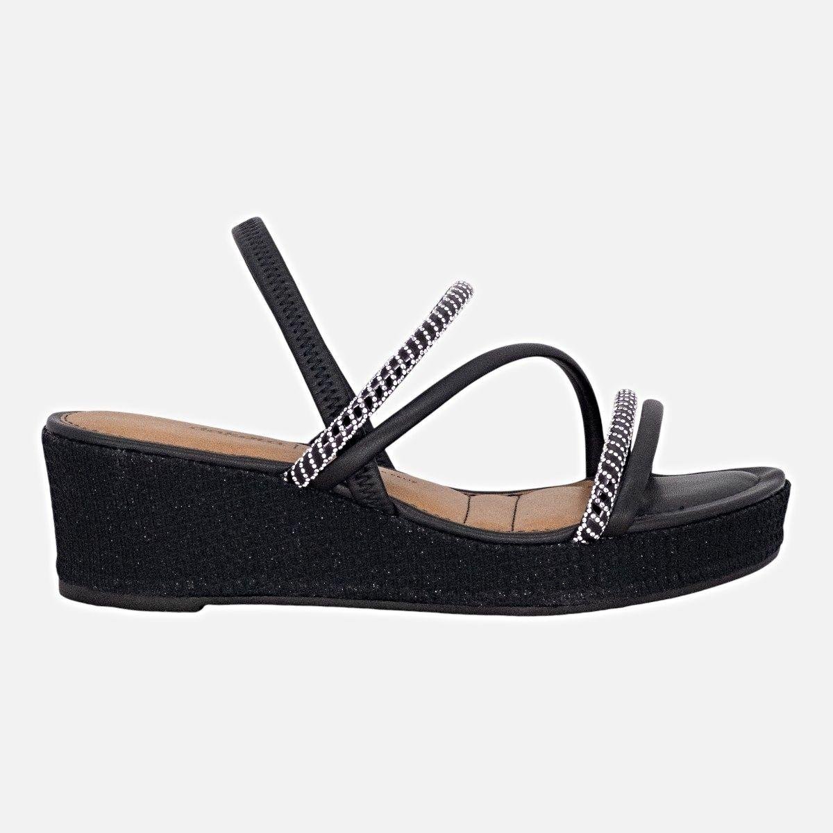 Sandália Feminina Dakota Anabela Tiras Trançadas Preto 1