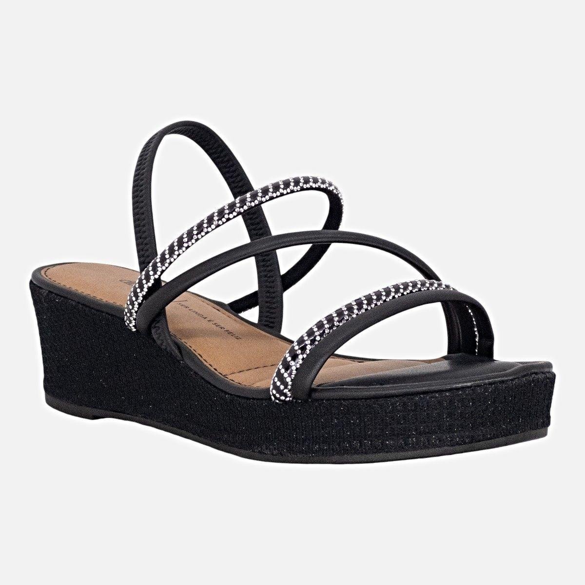 Sandália Feminina Dakota Anabela Tiras Trançadas Preto 3