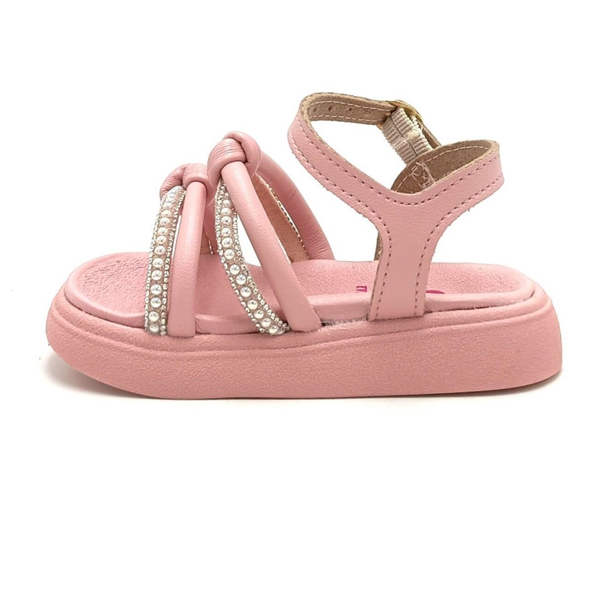 Sandália Infantil Menina Molekinha Tiras Brilhantes Rosa 3