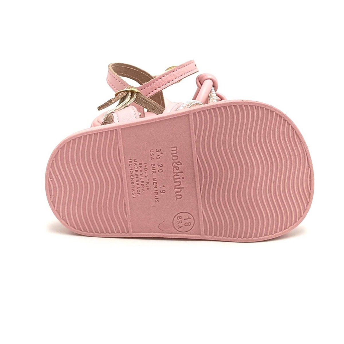 Sandália Infantil Menina Molekinha Tiras Brilhantes Rosa 4