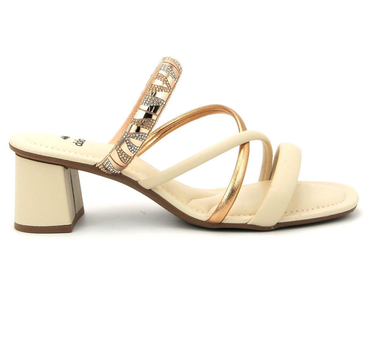 Tamanco Feminino Dakota Salto Blocado Casual Bege 3