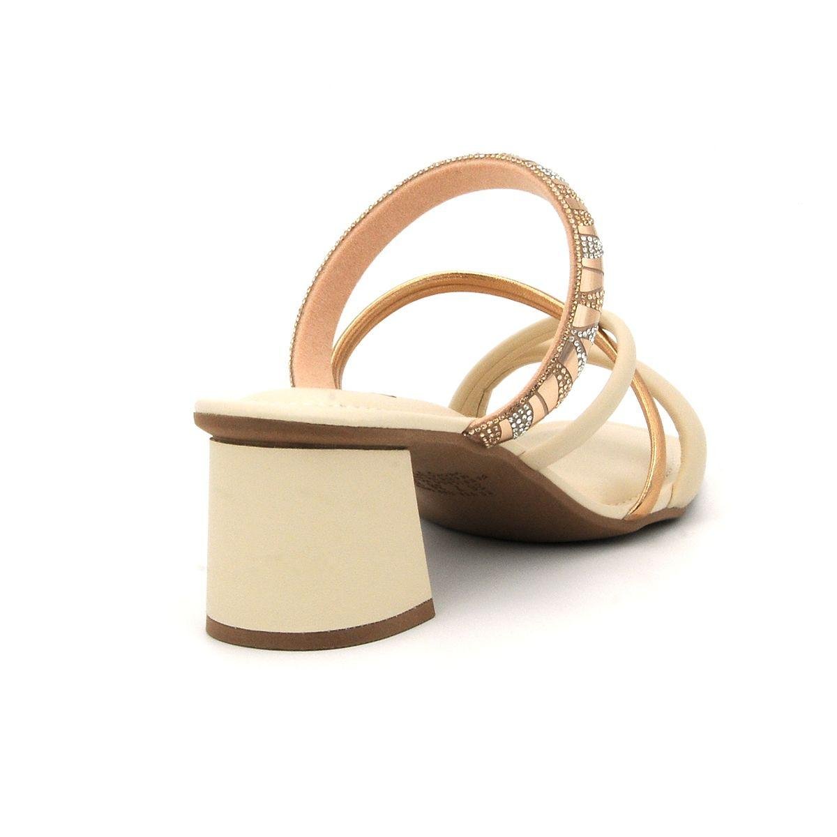 Tamanco Feminino Dakota Salto Blocado Casual Bege 2