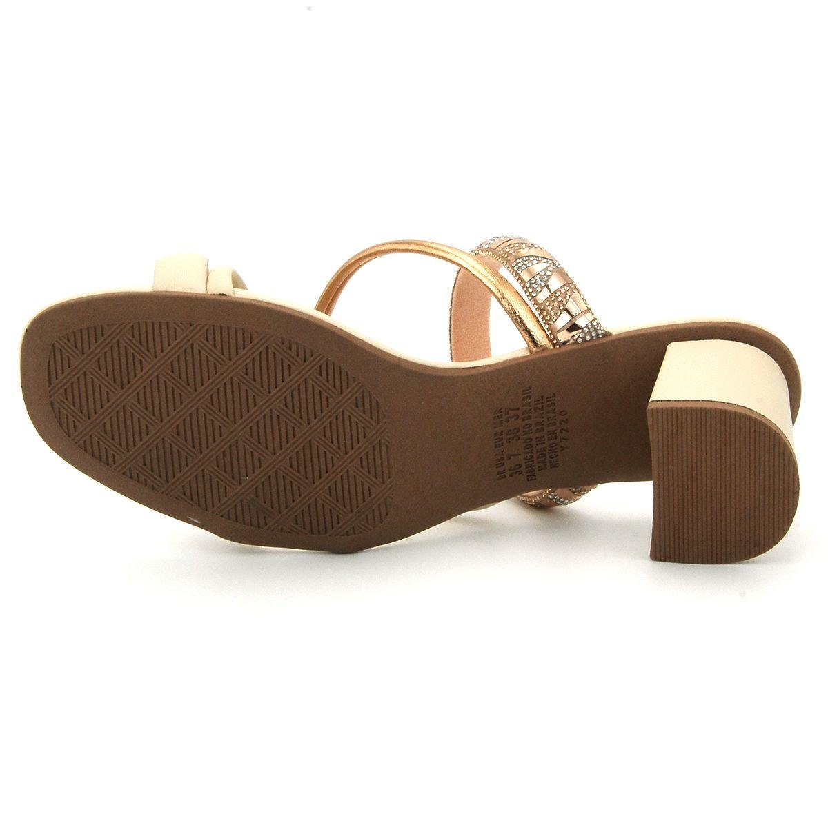 Tamanco Feminino Dakota Salto Blocado Casual Bege 4