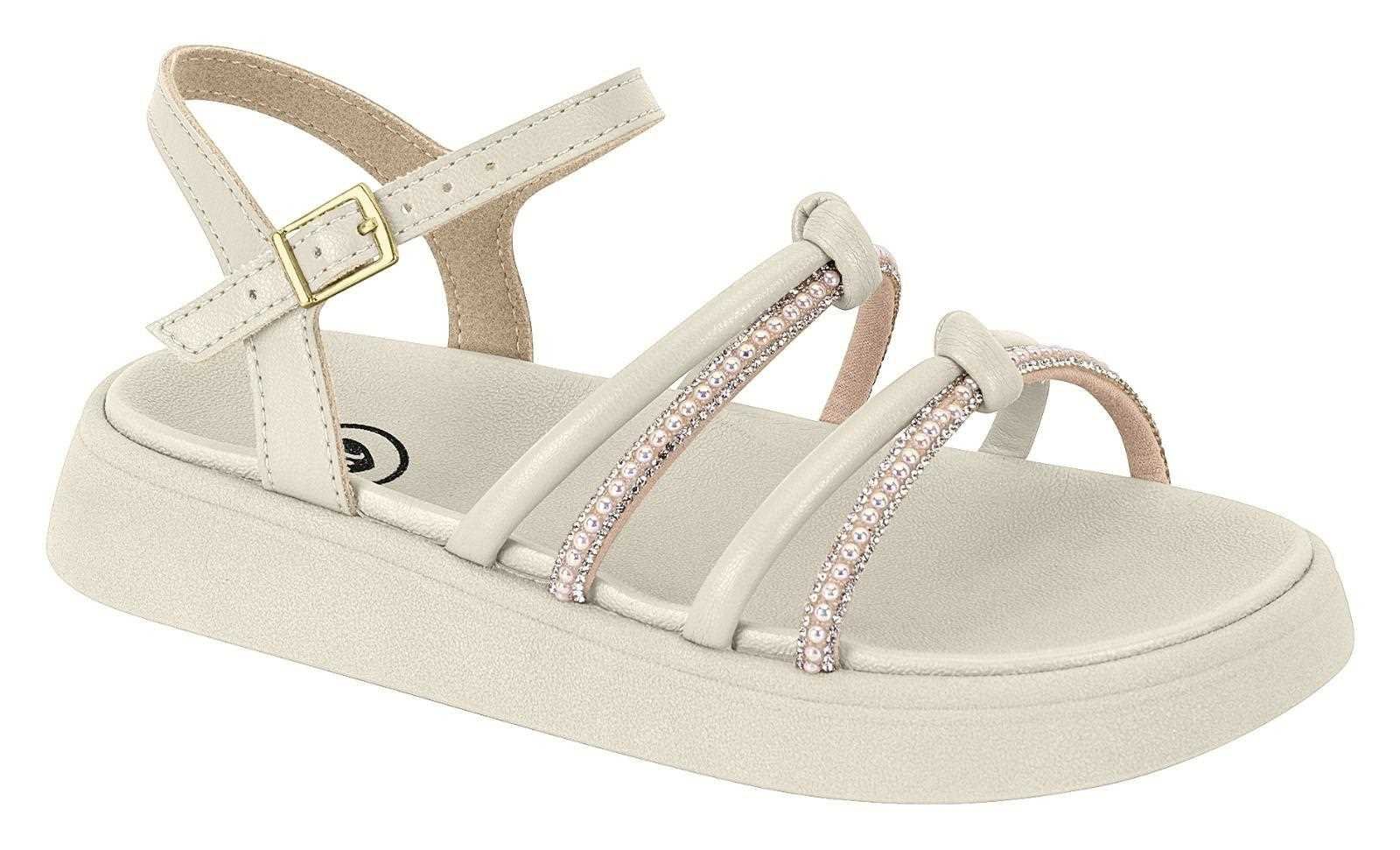 Sandália Infantil Menina Molekinha Conforto Glitter Bege 1