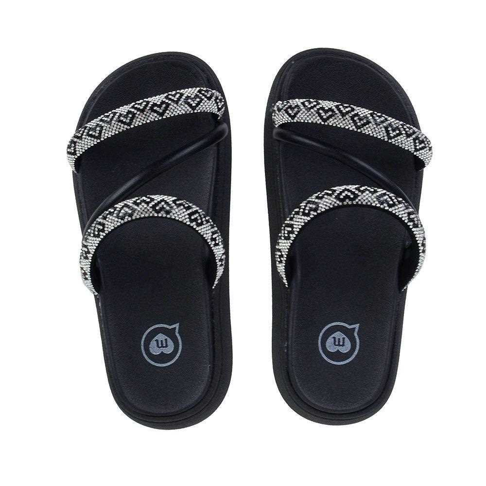 Sandália Infantil Menina Molekinha Papete Tiras Brilhantes Preto 2