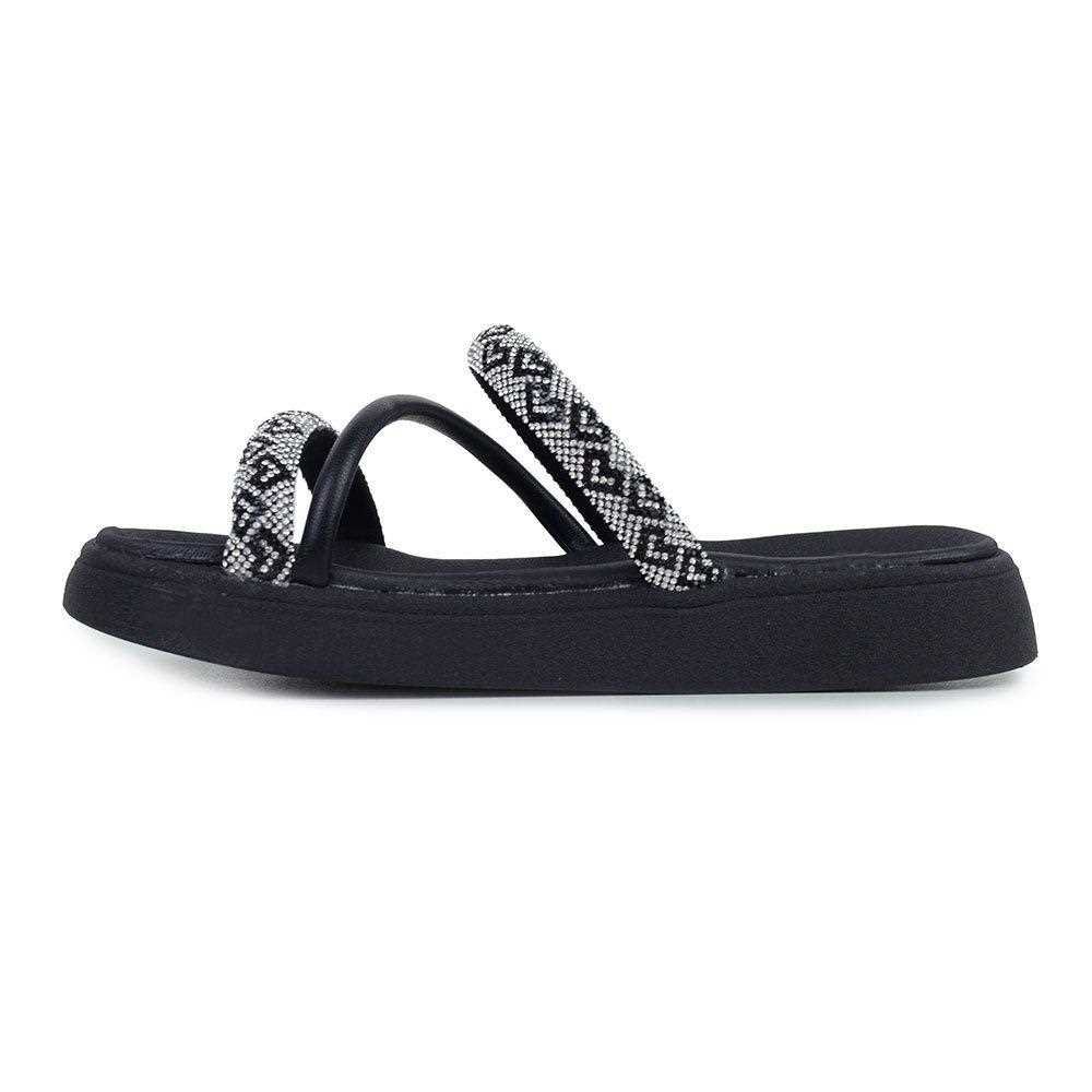 Sandália Infantil Menina Molekinha Papete Tiras Brilhantes Preto 4