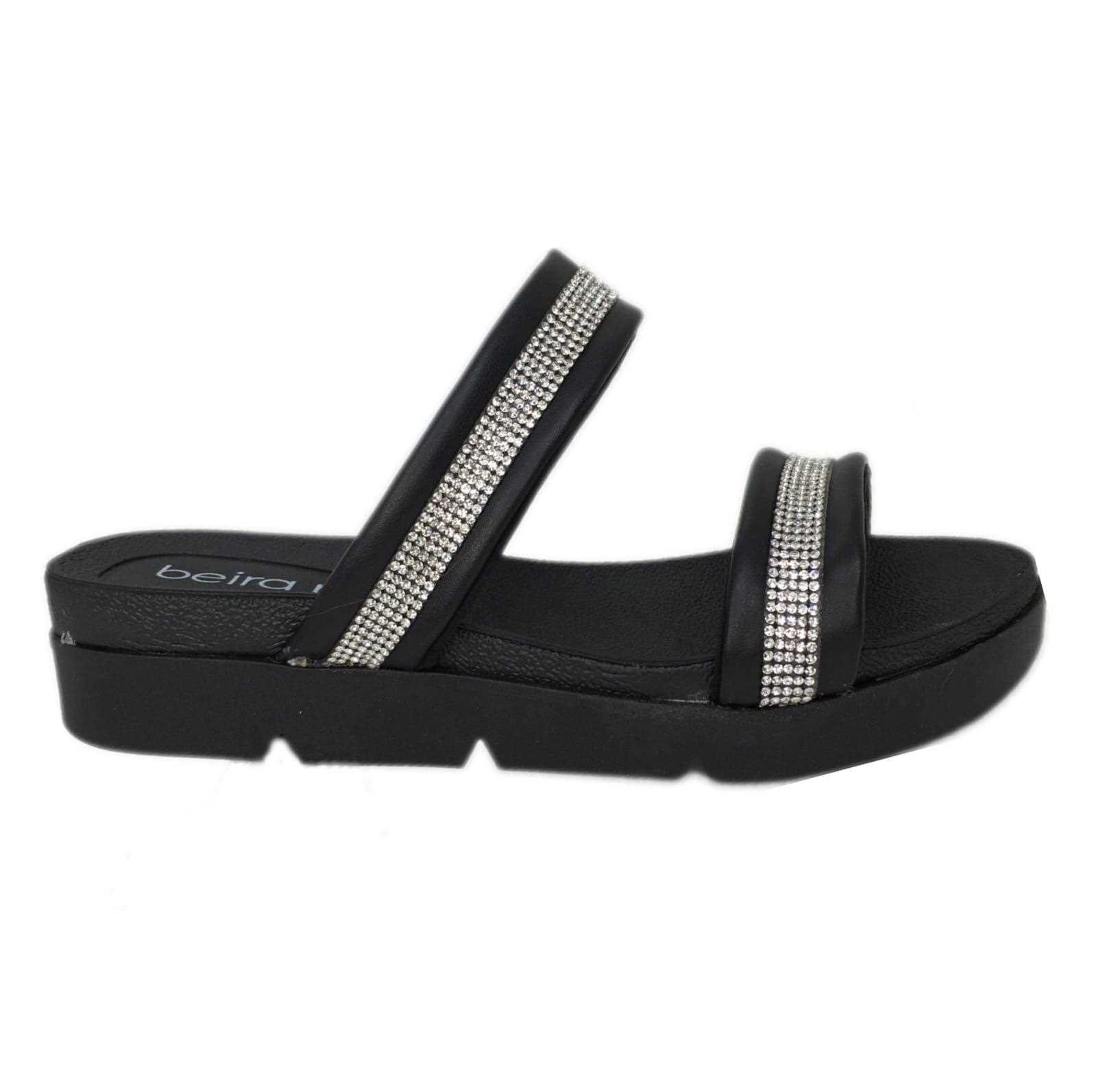 Tamanco Feminino Beira Rio Papete Tiras Brilhantes Preto 2