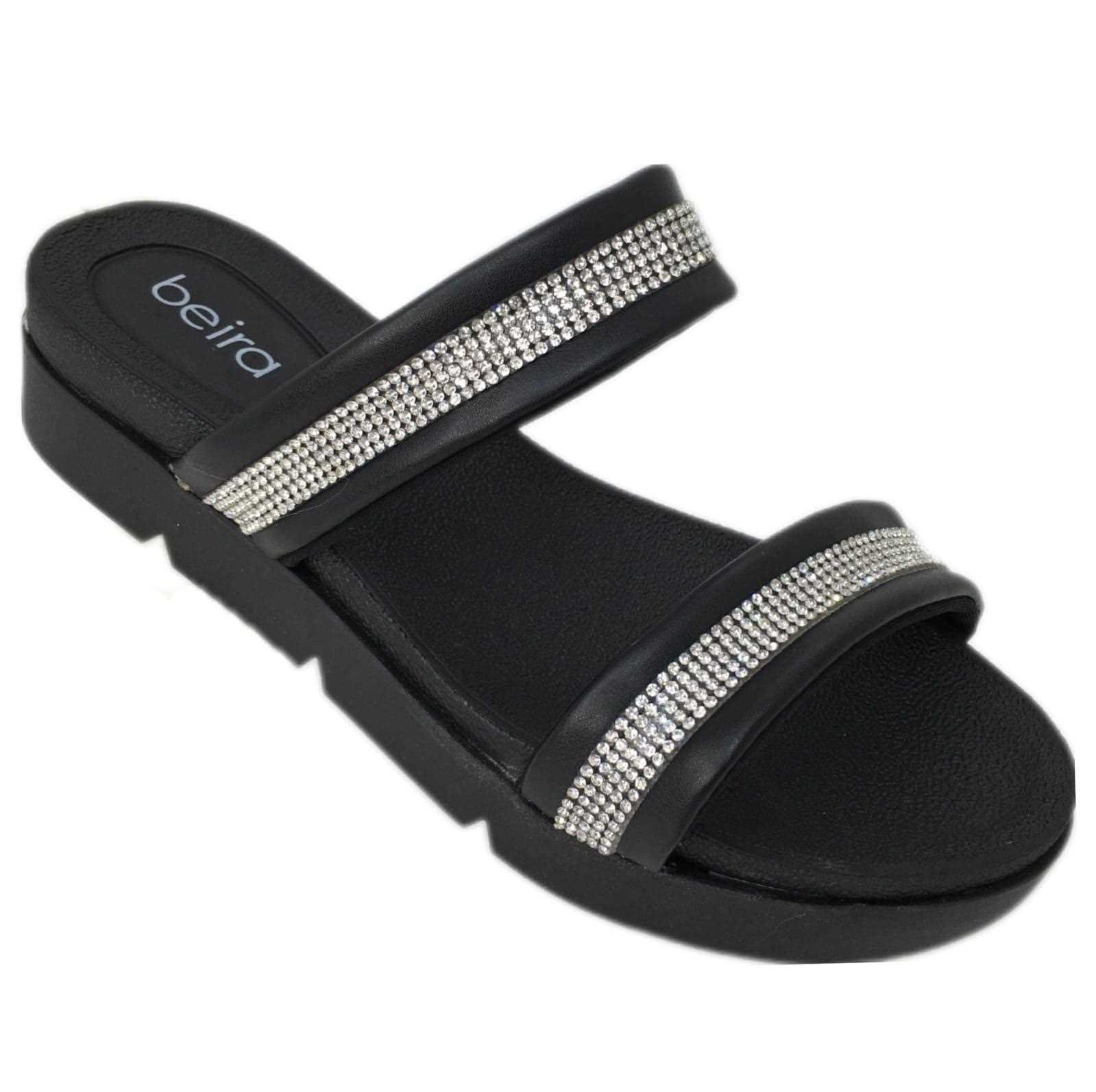 Tamanco Feminino Beira Rio Papete Tiras Brilhantes Preto 3