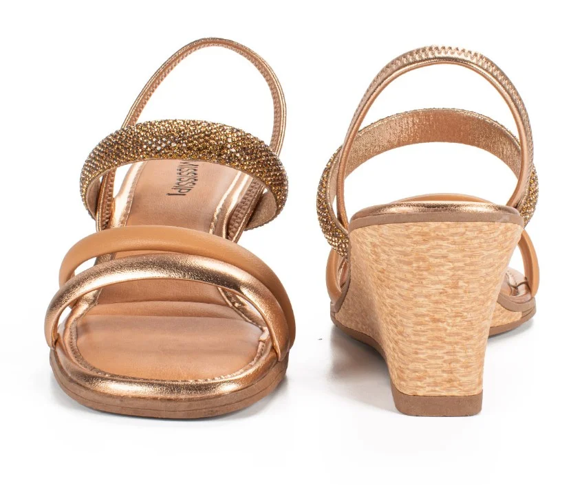 Sandália Feminina Mississipi Tiras Brilhantes Dourado 3