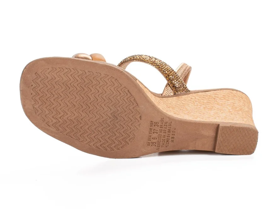 Sandália Feminina Mississipi Tiras Brilhantes Dourado 4