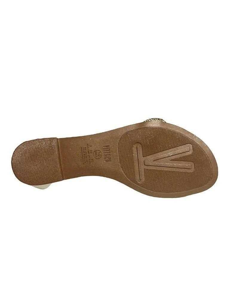 Sandália Feminina Vizzano Rasteira Tira Brilhante Branco 3