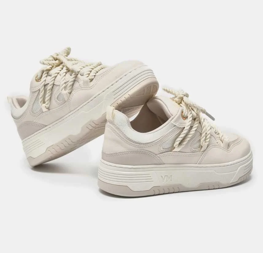 Tênis Feminino Via Marte Sneaker Cadarço Grosso Bege 3