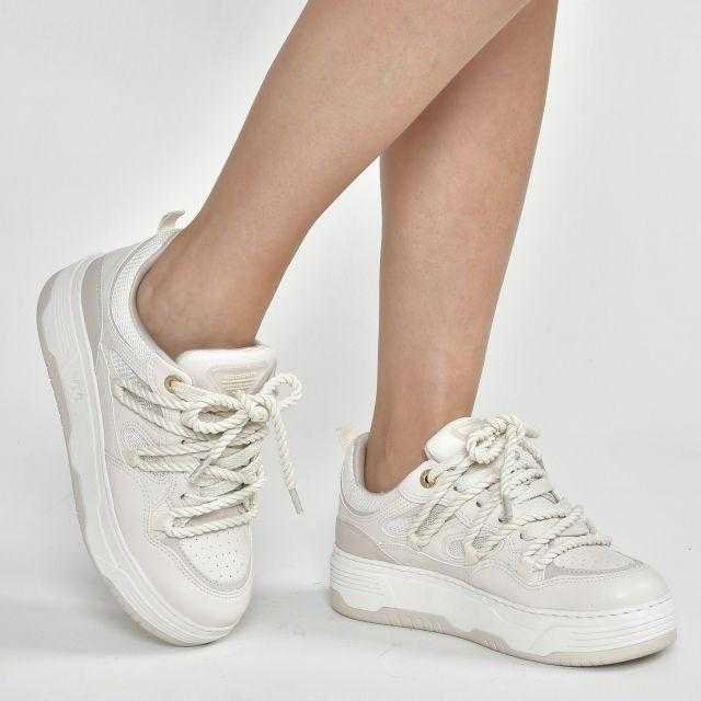 Tênis Feminino Via Marte Sneaker Cadarço Grosso Bege 4