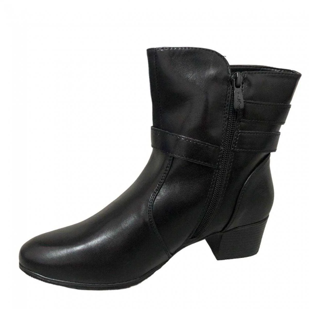 Bota Feminina Mooncity Salto Blocado Cano Curto Preto 2