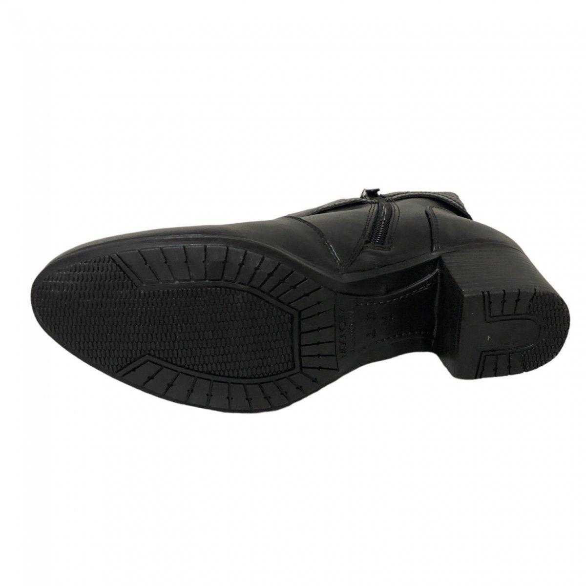 Bota Feminina Mooncity Salto Blocado Cano Curto Preto 5