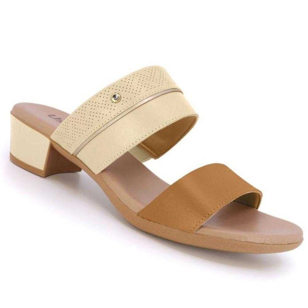 Tamanco Feminino Usa Flex Salto Bloco Bege 2