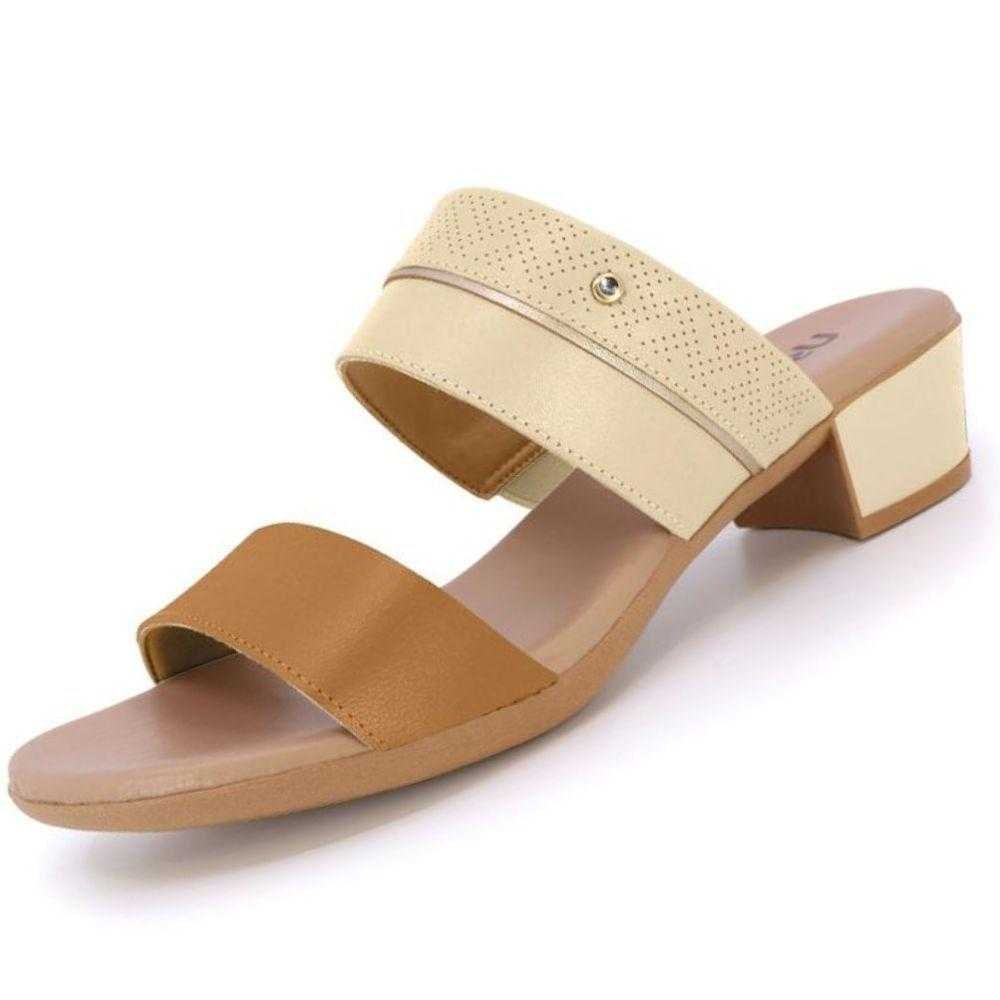 Tamanco Feminino Usa Flex Salto Bloco Bege 3