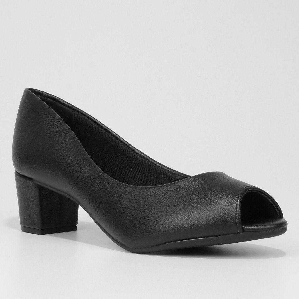 Sapato Feminino Beira Rio Peep Toe Preto 2