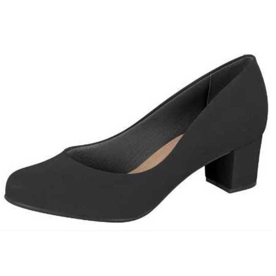 Sapato Feminino Beira Rio Scarpin Salto Blocado Preto 2