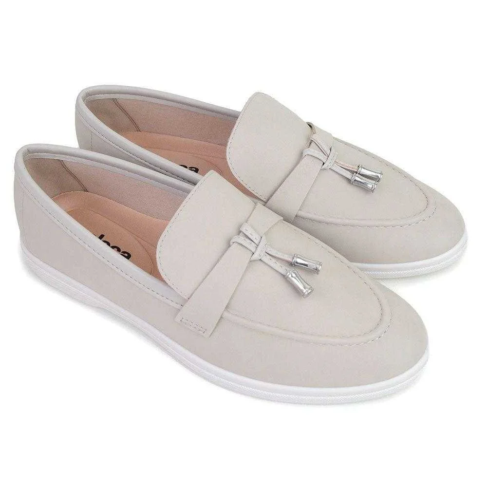 Sapato Feminino Moleca Mocassim Loafer Slip On Cinza 2