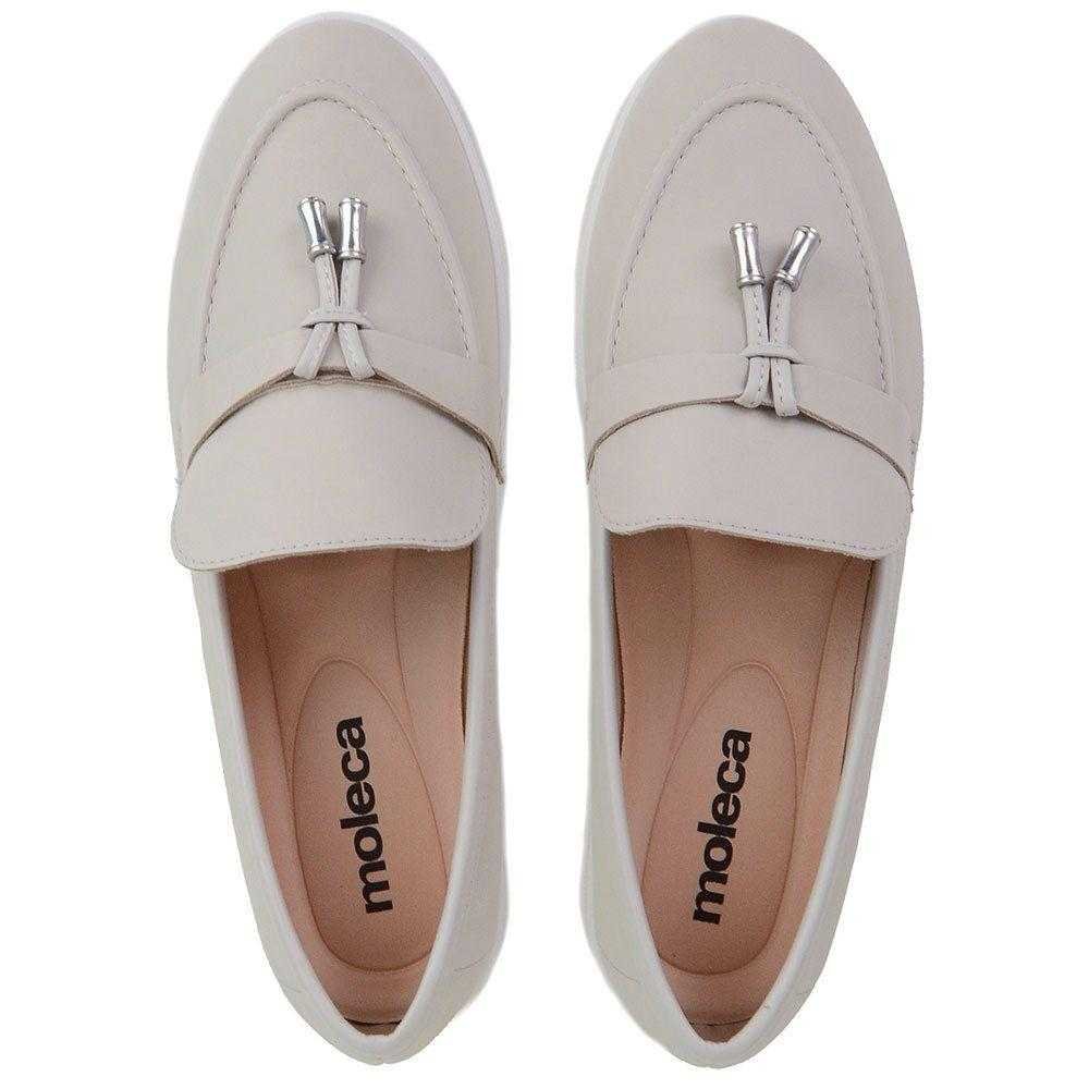 Sapato Feminino Moleca Mocassim Loafer Slip On Cinza 3