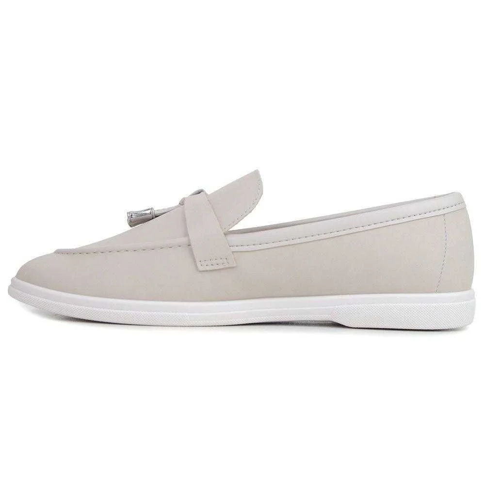 Sapato Feminino Moleca Mocassim Loafer Slip On Cinza 4