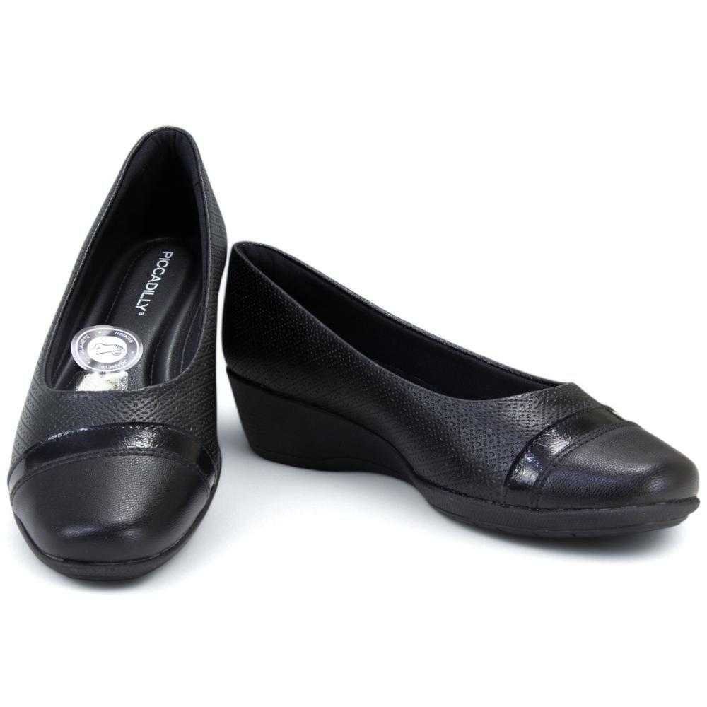 Sapatilha Feminina Piccadilly Salto Baixo Anabela Preto 5