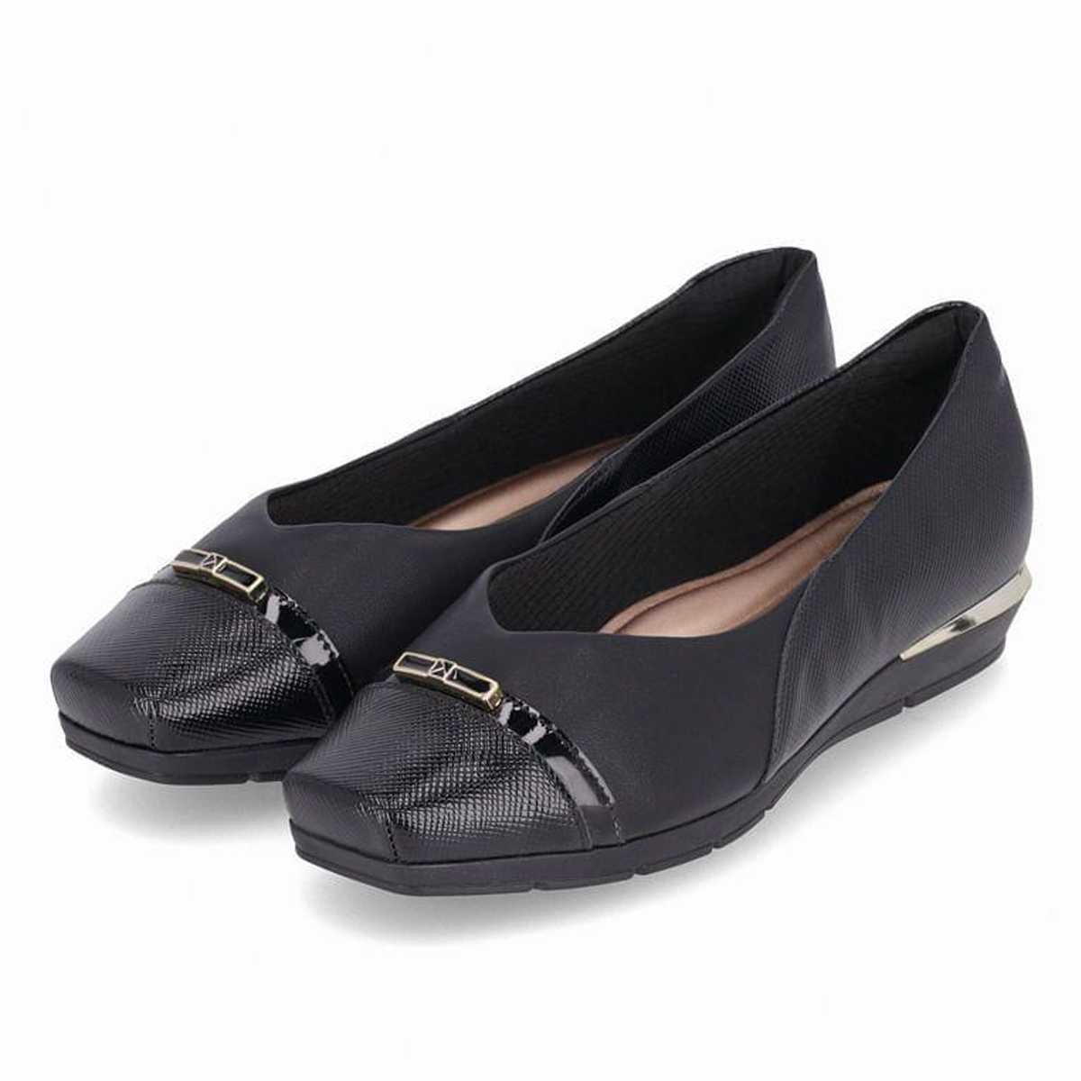 Sapatilha Feminina Piccadilly Bico Quadrado Conforto Preto 2