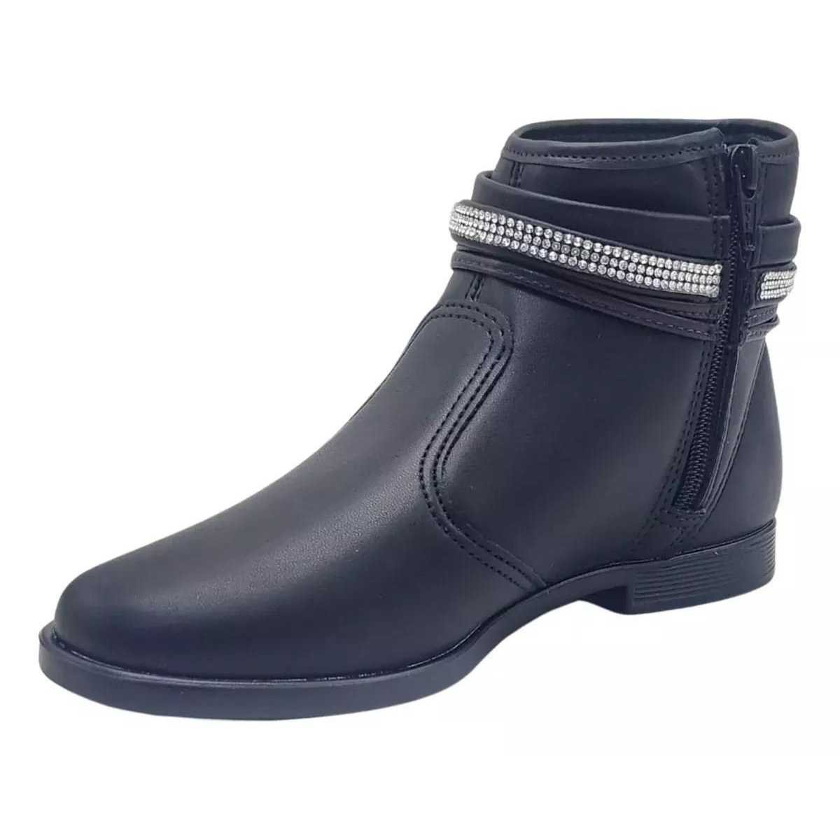 Bota Infantil Menina Molekinha Cano Baixo Palmilha Conforto Preto 5