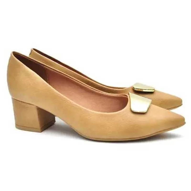 Sapato Feminino Vizzano Scarpin Conforto Bege 3