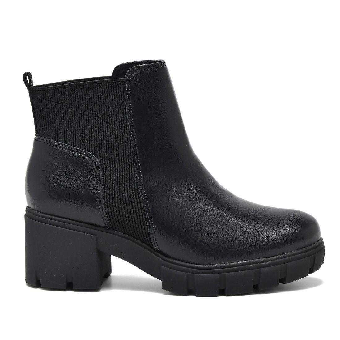 Bota Feminina Via Marte Chelsea Salto Bloco Tratorado Preto 4