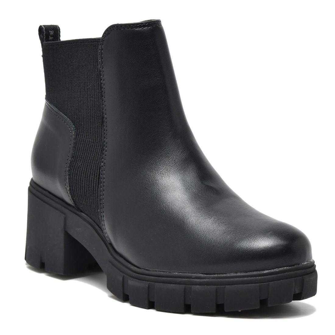 Bota Feminina Via Marte Chelsea Salto Bloco Tratorado Preto 5