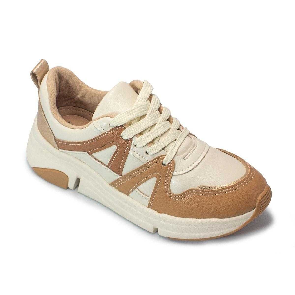 Tênis Feminino Modare Sneaker Casual Bege/Marrom/Dourado 2