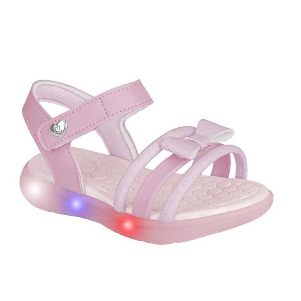Sandália Infantil Menina Kidy Flex Light Luzes LED Rosa