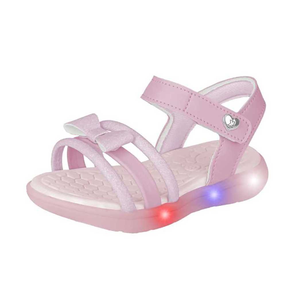 Sandália Infantil Menina Kidy Flex Light Luzes LED Rosa Rosa 2