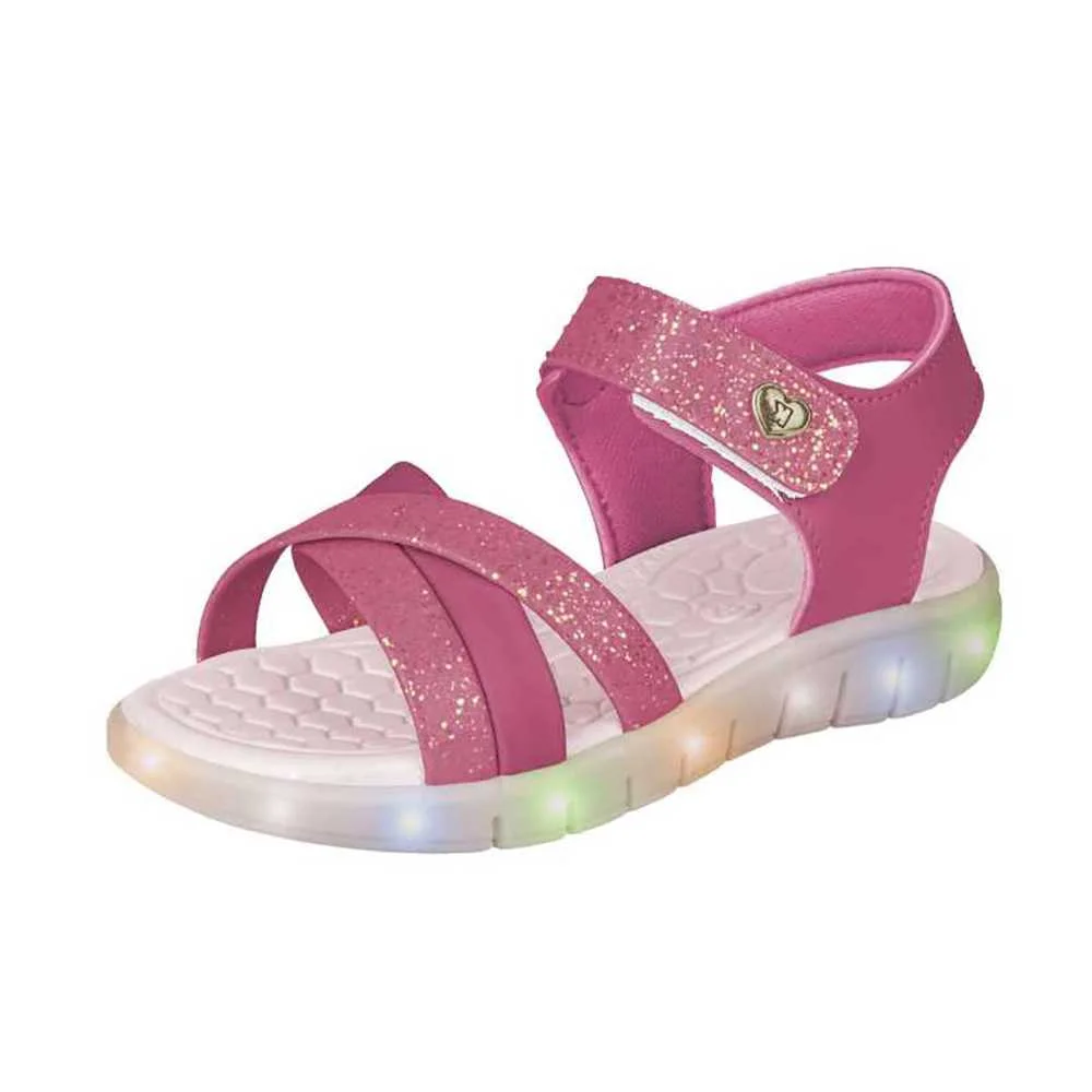 Sandália Infantil Menina Kidy Wave Light Luzes LED Pink Rosa 2