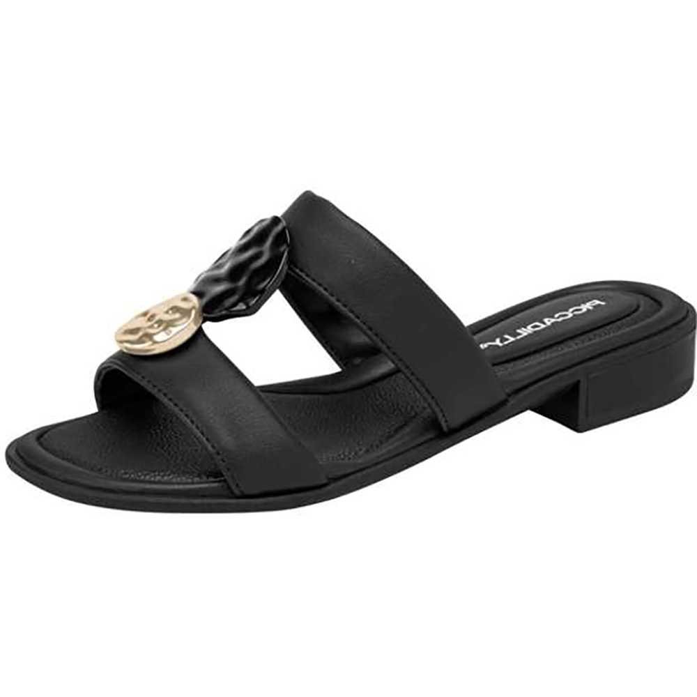Tamanco Feminino Piccadilly Pedraria Salto Baixo Preto 2
