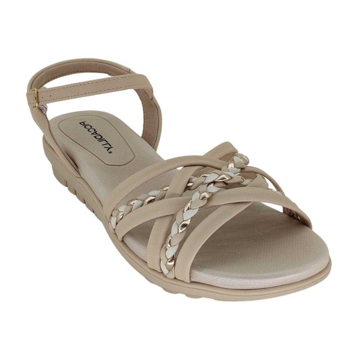 Sandália Feminina Piccadilly Conforto Tiras Cruzadas Bege 2