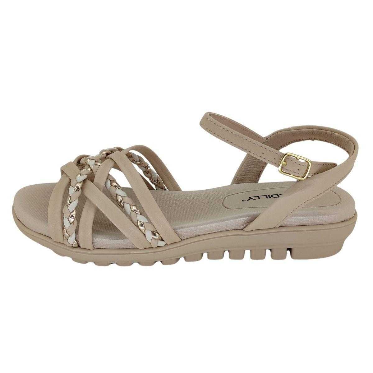 Sandália Feminina Piccadilly Conforto Tiras Cruzadas Bege 3