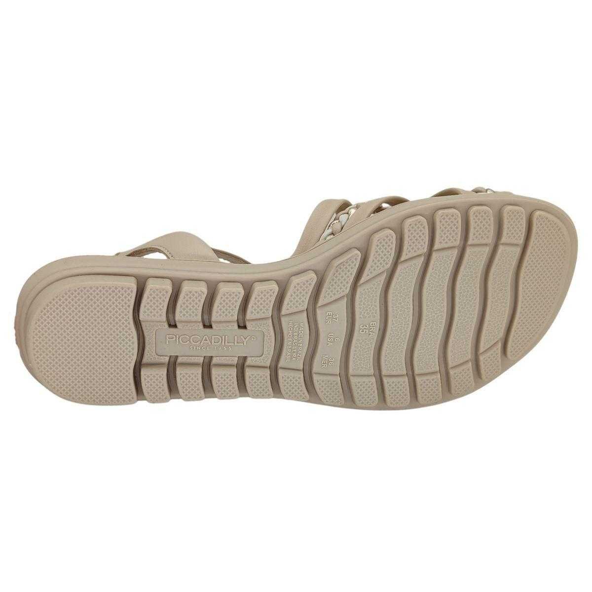 Sandália Feminina Piccadilly Conforto Tiras Cruzadas Bege 4