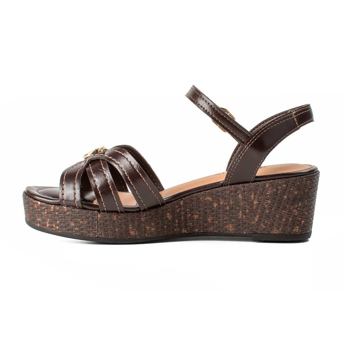Sandália Feminina Dakota Anabela Tiras Cruzadas Marrom 4