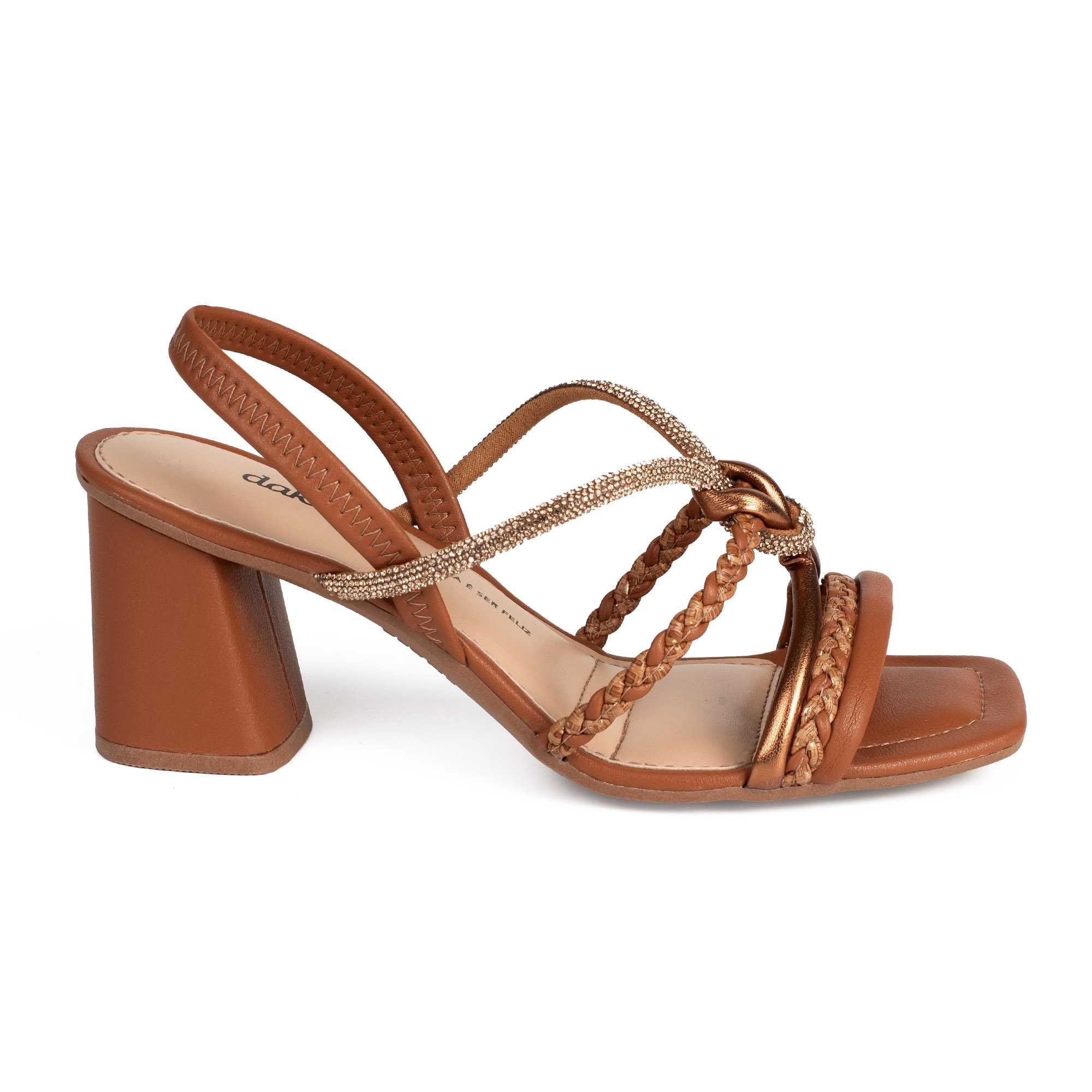Sandália Feminina Dakota Salto Blocado Tiras Cruzadas Marrom 3