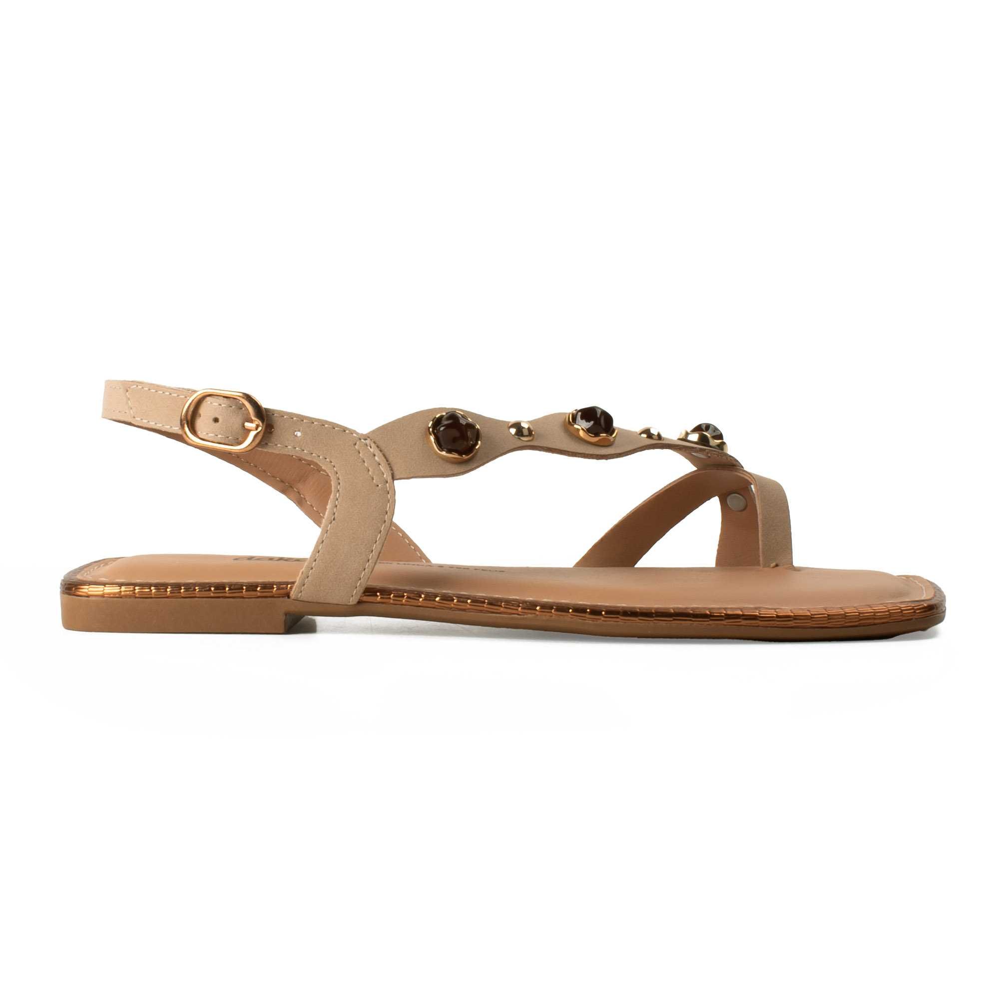 Sandália Feminino Dakota Rasteira Tiras Pedraria