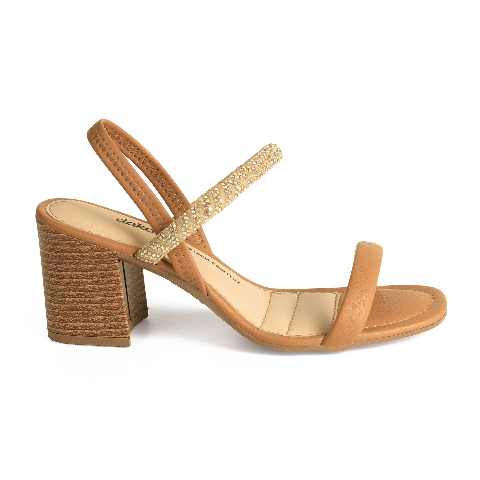 Sandália Feminino Dakota Salto Blocado Bege 3